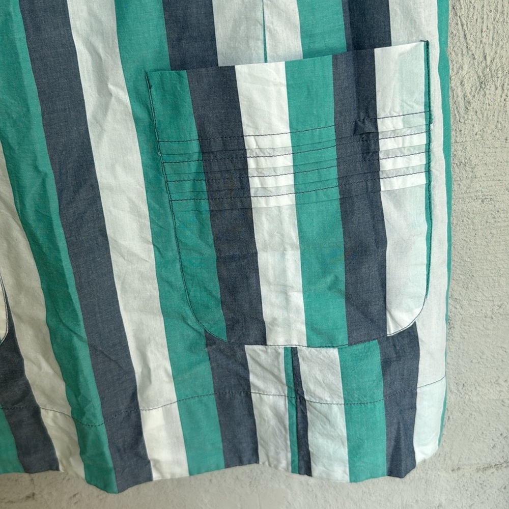 NWT By Anthropologie Aqua/Gray/White Striped Cotton Shift Dress Size Small - Picture 6 of 14